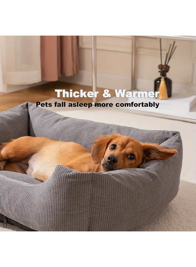 سرير حيوان أليف كاكي كبير 31 4 بوصة قابلة للغسل في الغسالة سجادة ناعمة مهدئة غير قابلة للانزلاق - Image 3